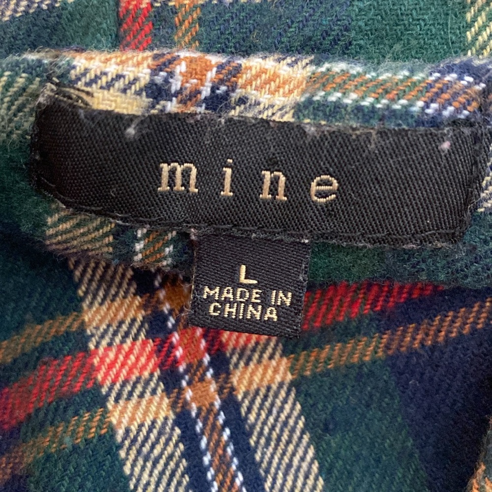 Mine olive green & plaid utility jacket with hood size large - Picture 8 of 9